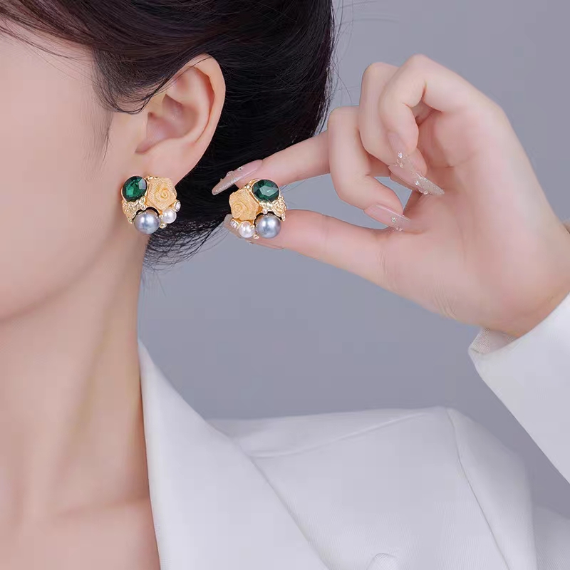  【绍兴龙华】玫瑰花款式花卉设计耳饰s9138