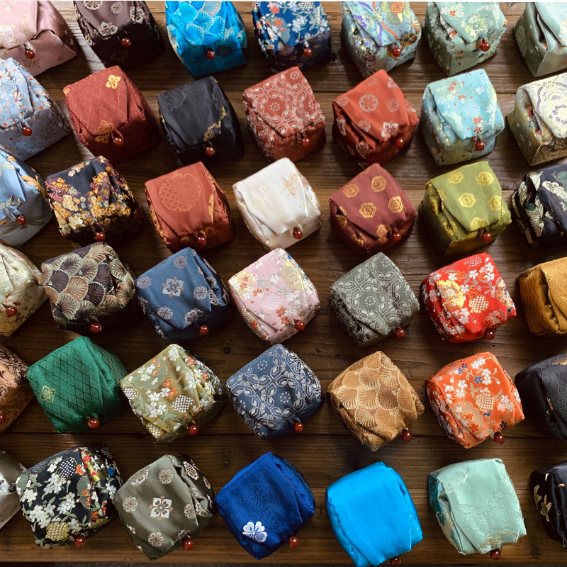 手工织锦杯袋加厚防摔翻盖包织锦杯袋迷你小单杯收纳袋子功夫茶道