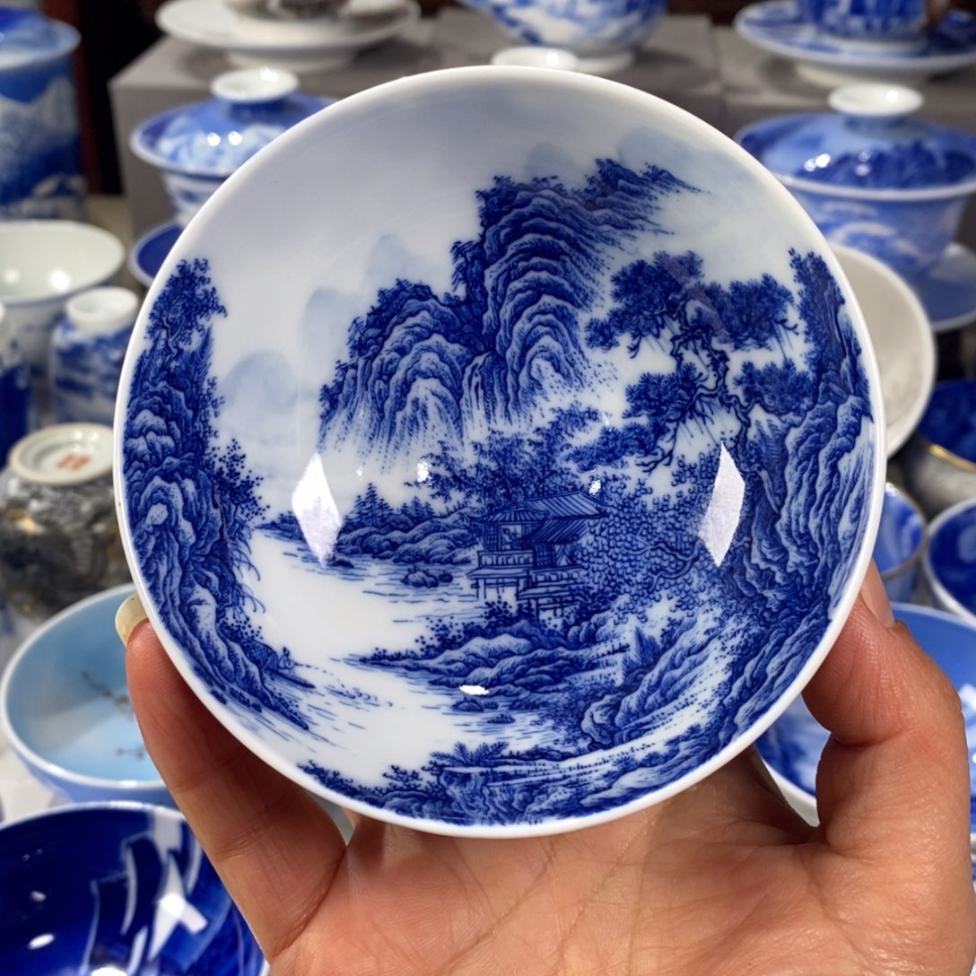 青花山水主人杯杯