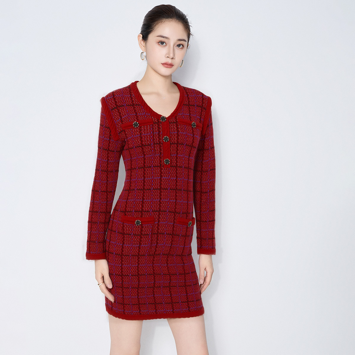 【七语专属】马天奴高腰小香风女装连衣裙VHA113DRX0