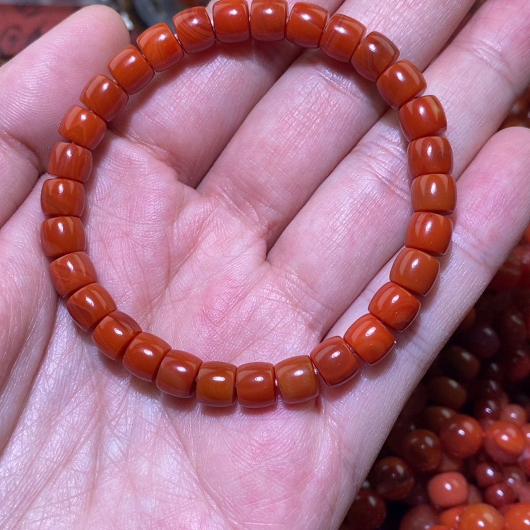 南红玛瑙未镶嵌手链卡6.8