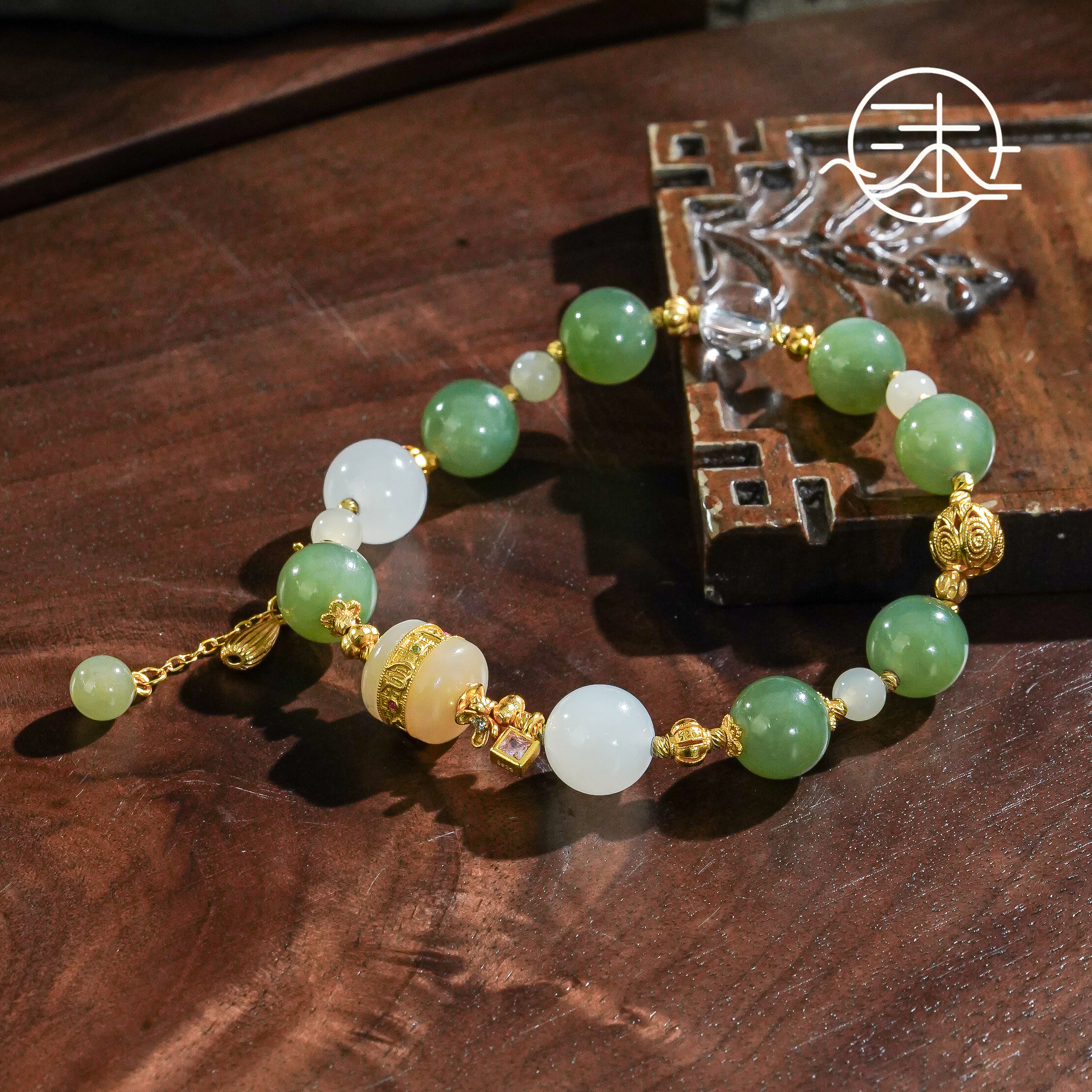 木润【千秋】天然和田玉粉青白玉手串  S925银（安安象）