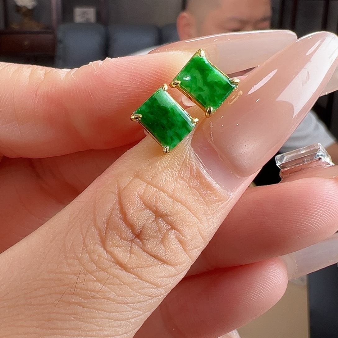 银S925镶嵌翡翠耳饰耳环58