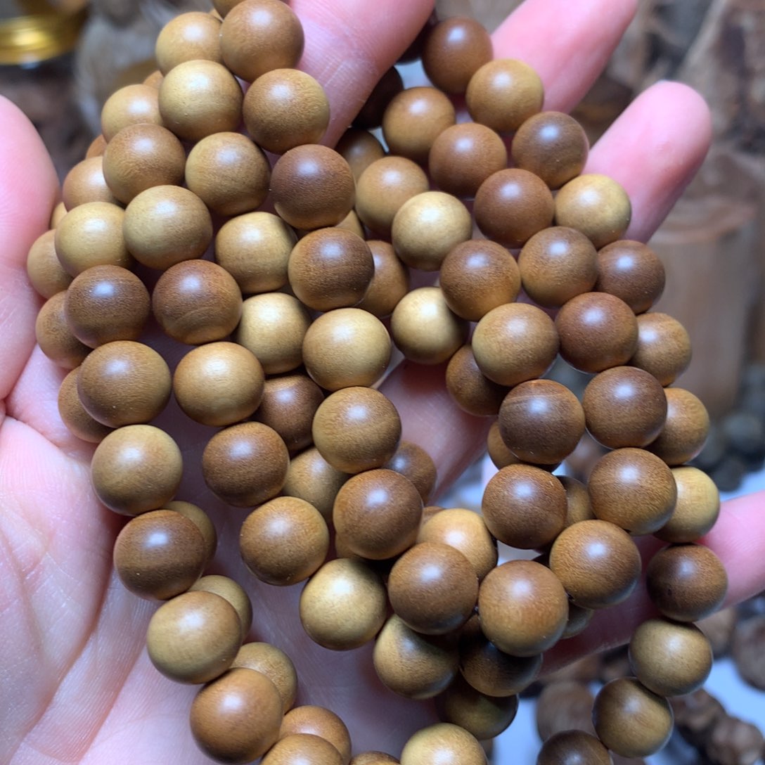 檀香木手串/手链.****.老山檀香1.0多圈虎皮纹黑肉