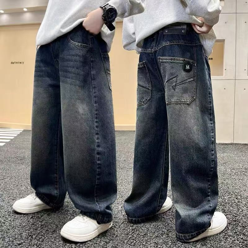 儿童装男童秋装裤子2025新款中大童春秋款男孩酷帅牛仔裤秋季长裤