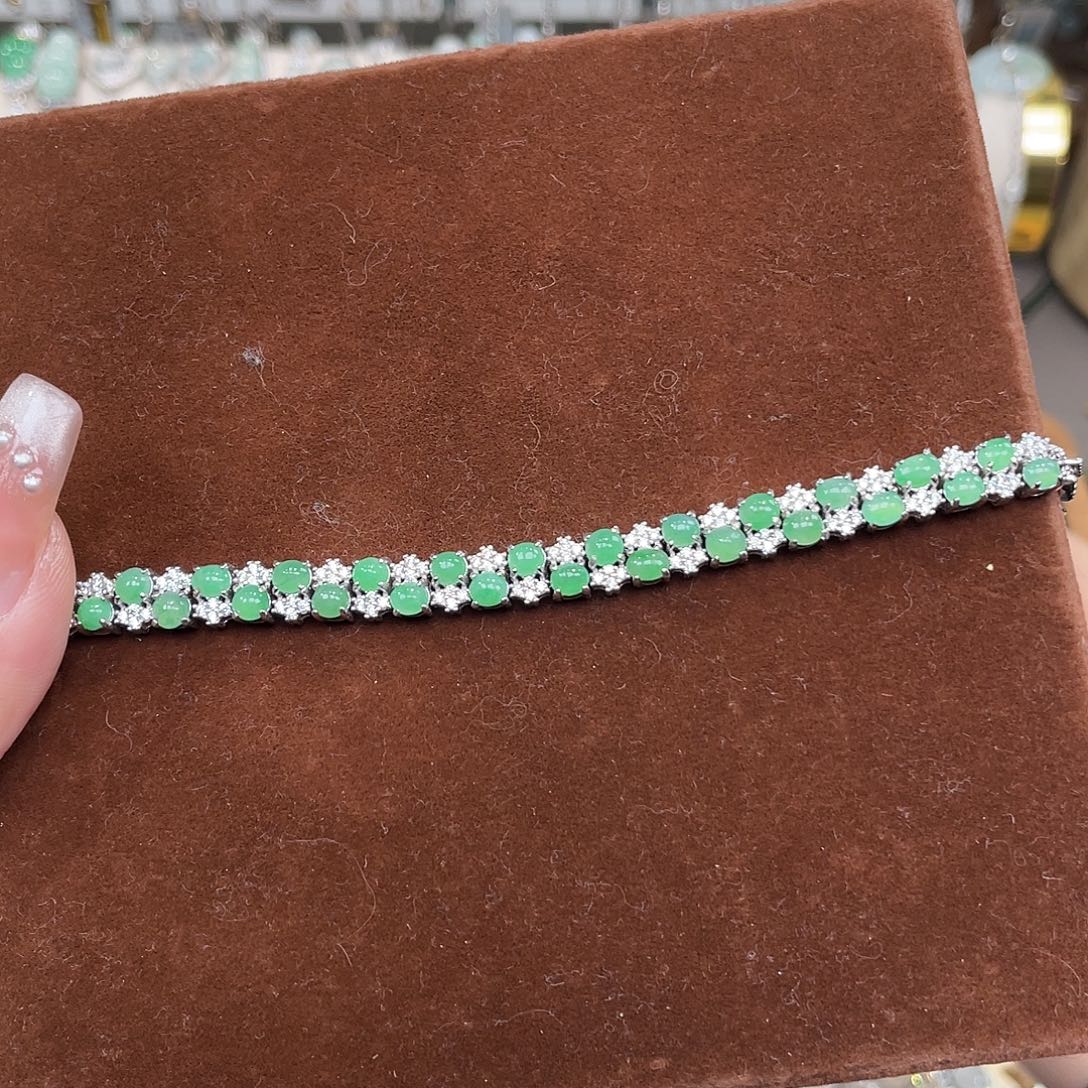 翡翠银S925镶嵌手链