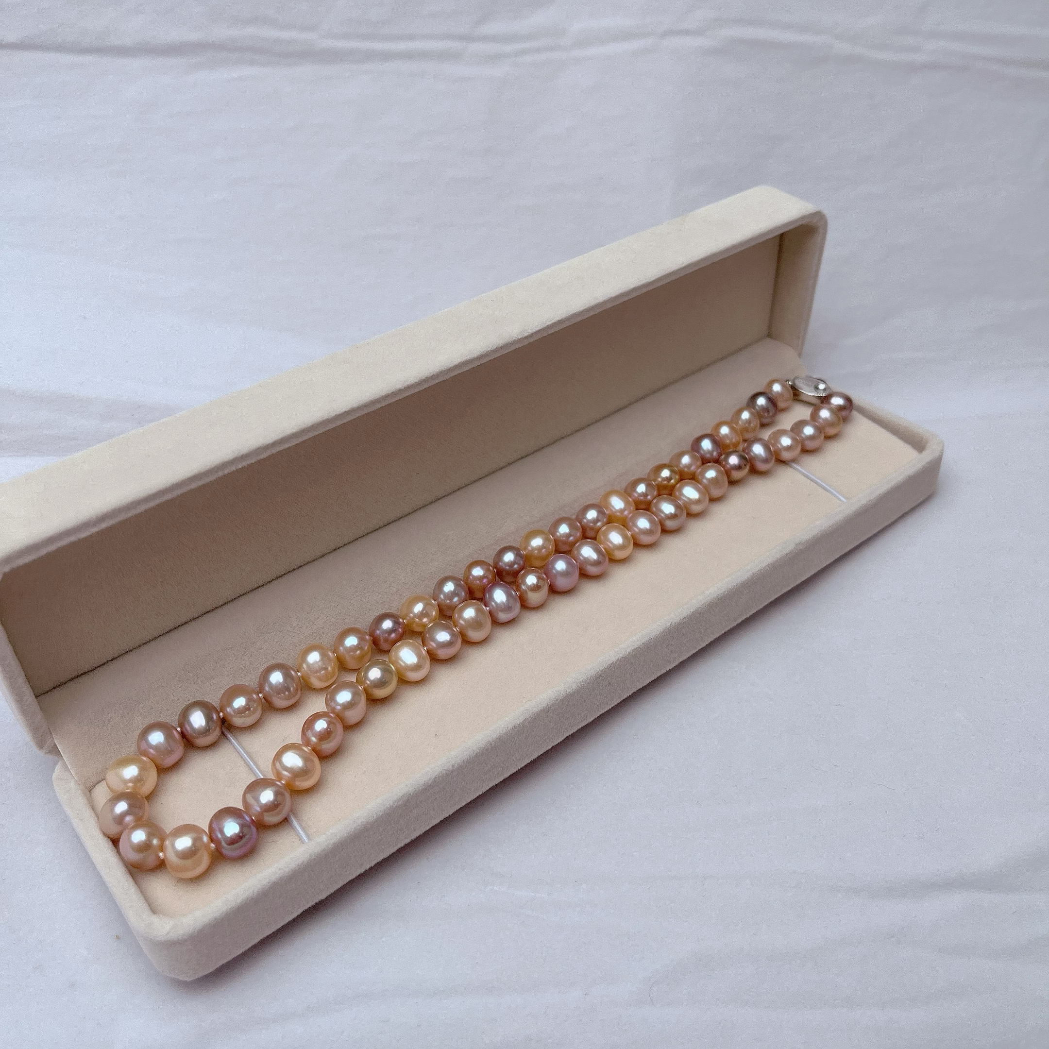 天然淡水珍珠8-9mm近圆糖果微瑕亮珍珠满串项链气质百搭