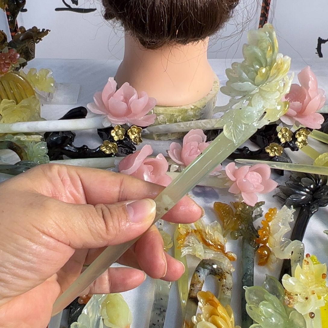 蛇纹石玉未镶嵌发饰