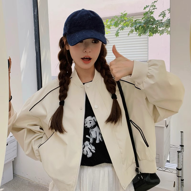 1001休闲棒球服外套女秋季设计感时尚宽松百搭夹克小个子显高上衣