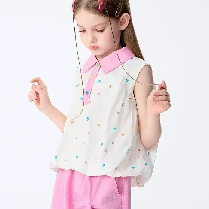 彩色小星星polo无袖上衣