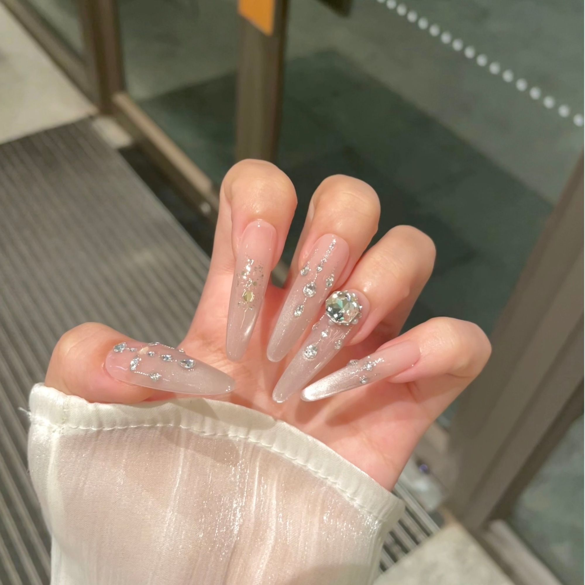【鎏金岁月】闪亮猫眼纯手工穿戴甲显白气质高级穿戴甲