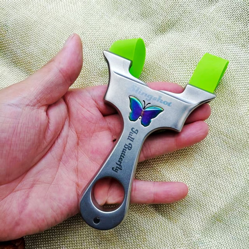 9025龙齿快压弹弓不锈钢炫彩蝴蝶弓高精度大威力户外竞技专用弹弓