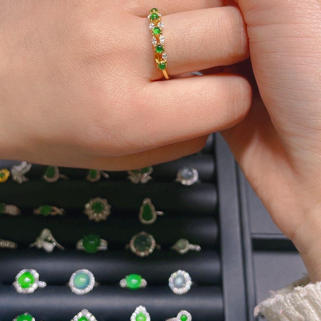 翡翠戒指银S925镶嵌戒指