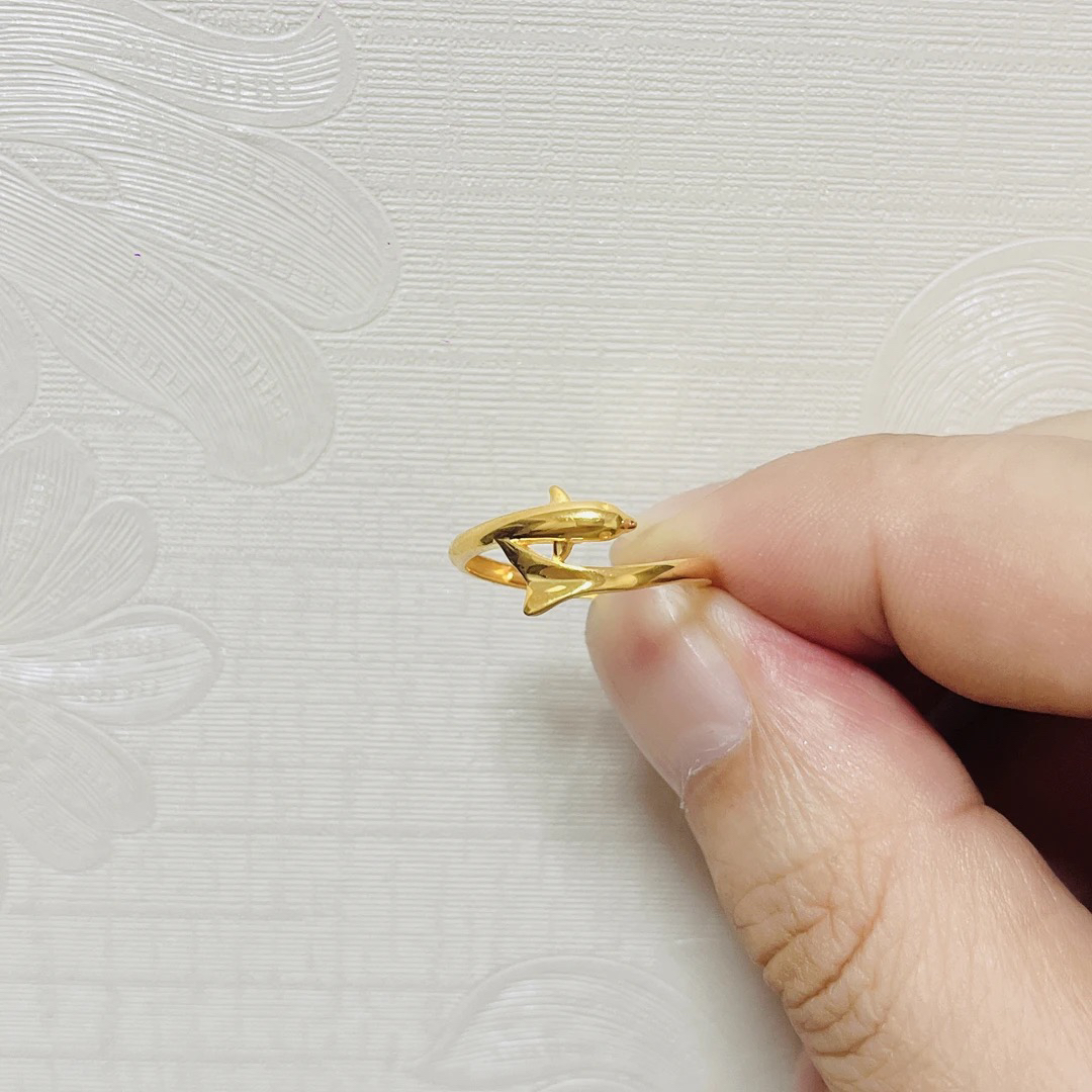 足金999海豚戒指活口