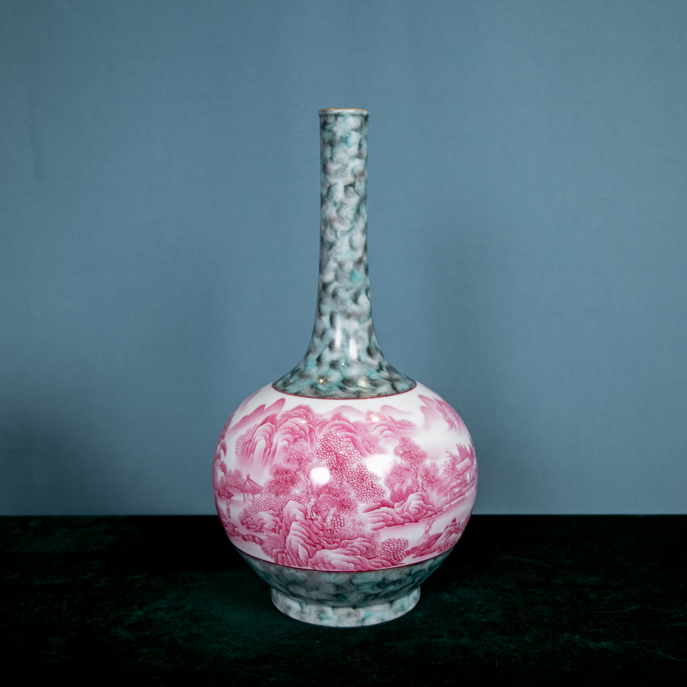 描金胭脂红山水纹赏瓶FC-110143