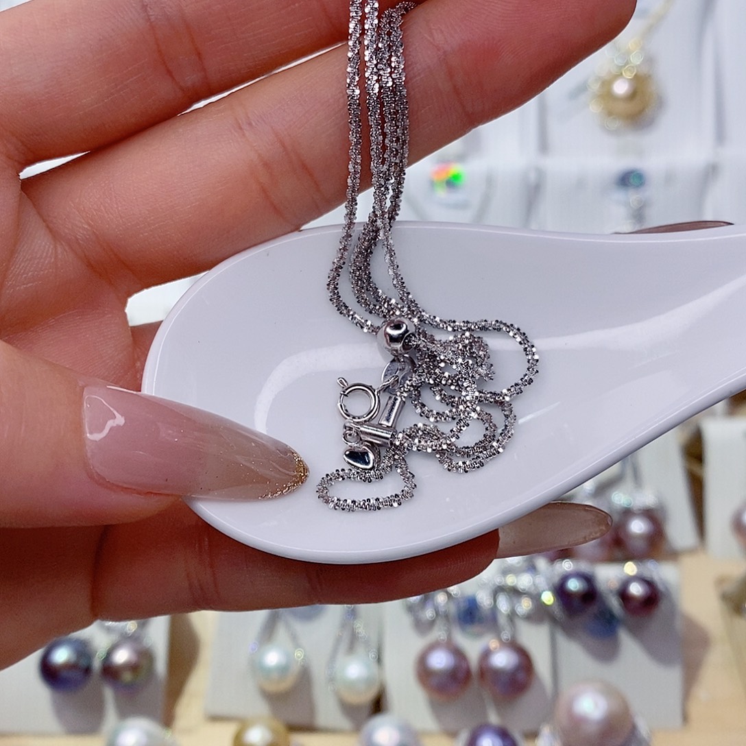 哦***咩淡水珍珠颈饰银S925镶嵌