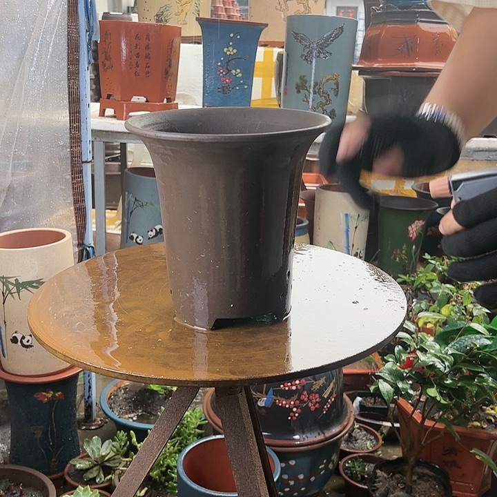 宜兴紫砂花盆21促销紫泥兰花盆