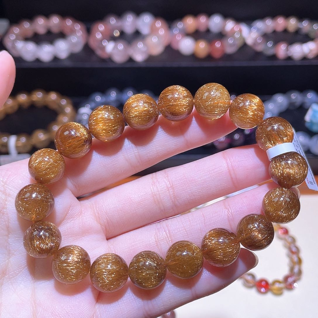 水晶手链未镶嵌发晶手链，晶体通透11.5+