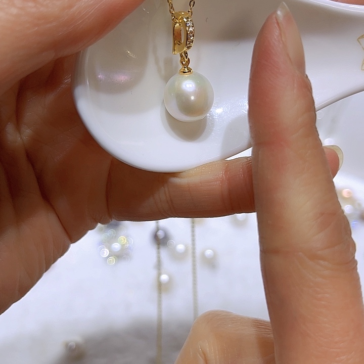 淡水珍珠白珠金色万能扣合金