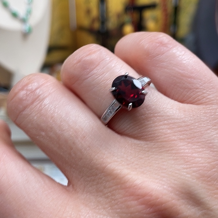 石榴石戒指银S925镶嵌