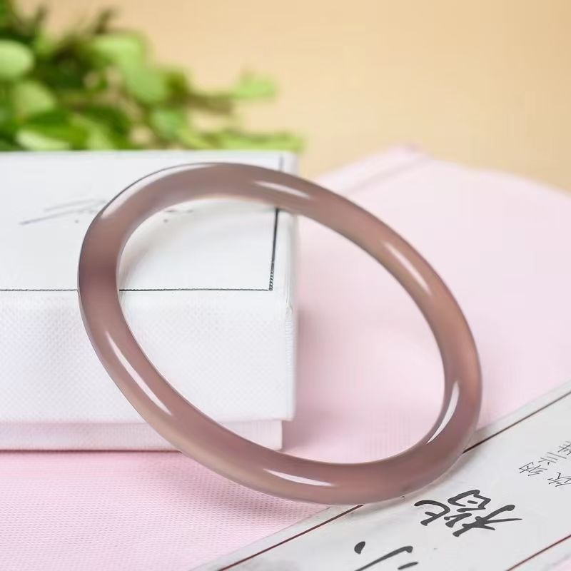 【08-10】水蜜桃美人条圆形手镯和田玉少女紫色冰透高冰美人镯