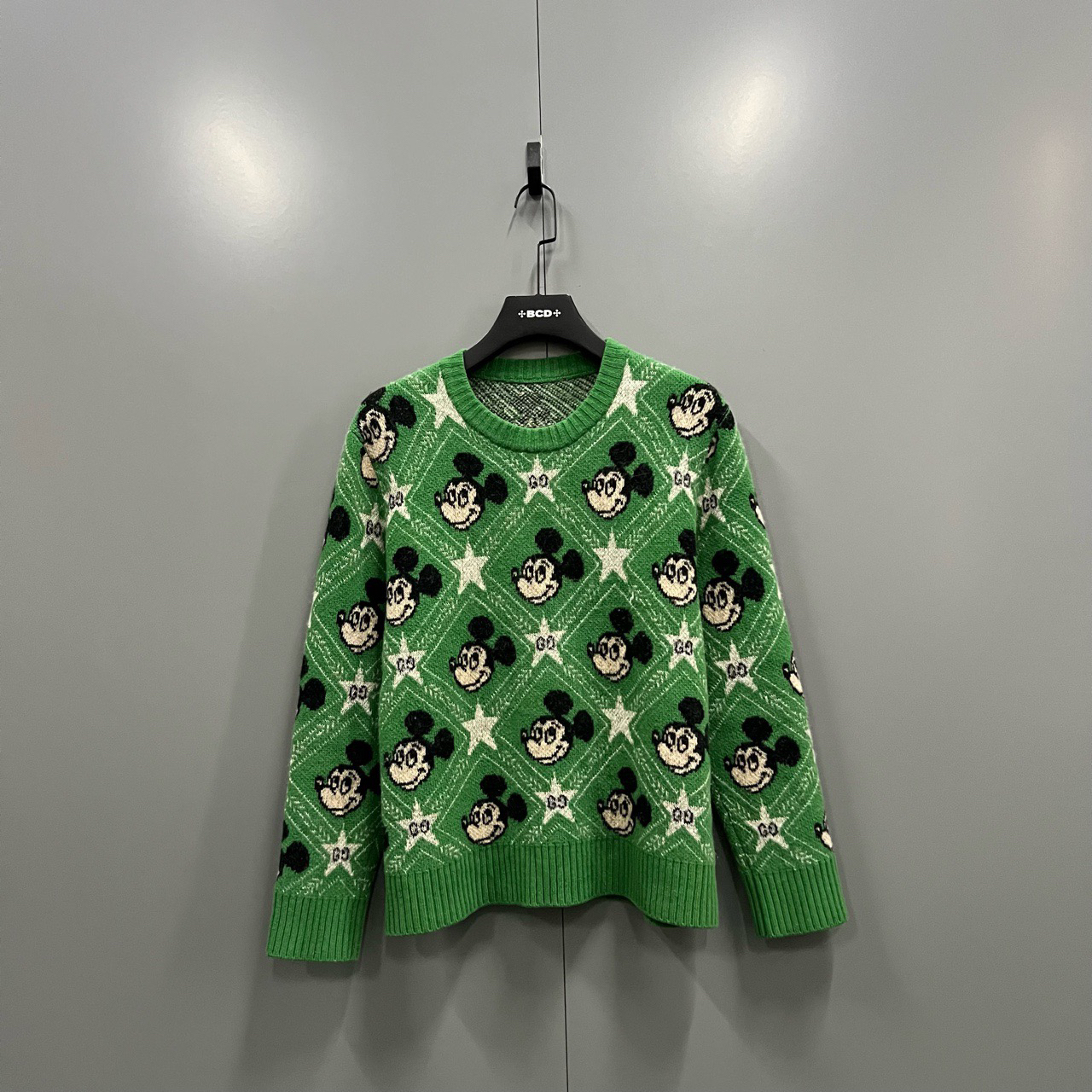 95新 GUCCI/古驰 (ll) 绿色米老鼠满印针织衫 S码/205373