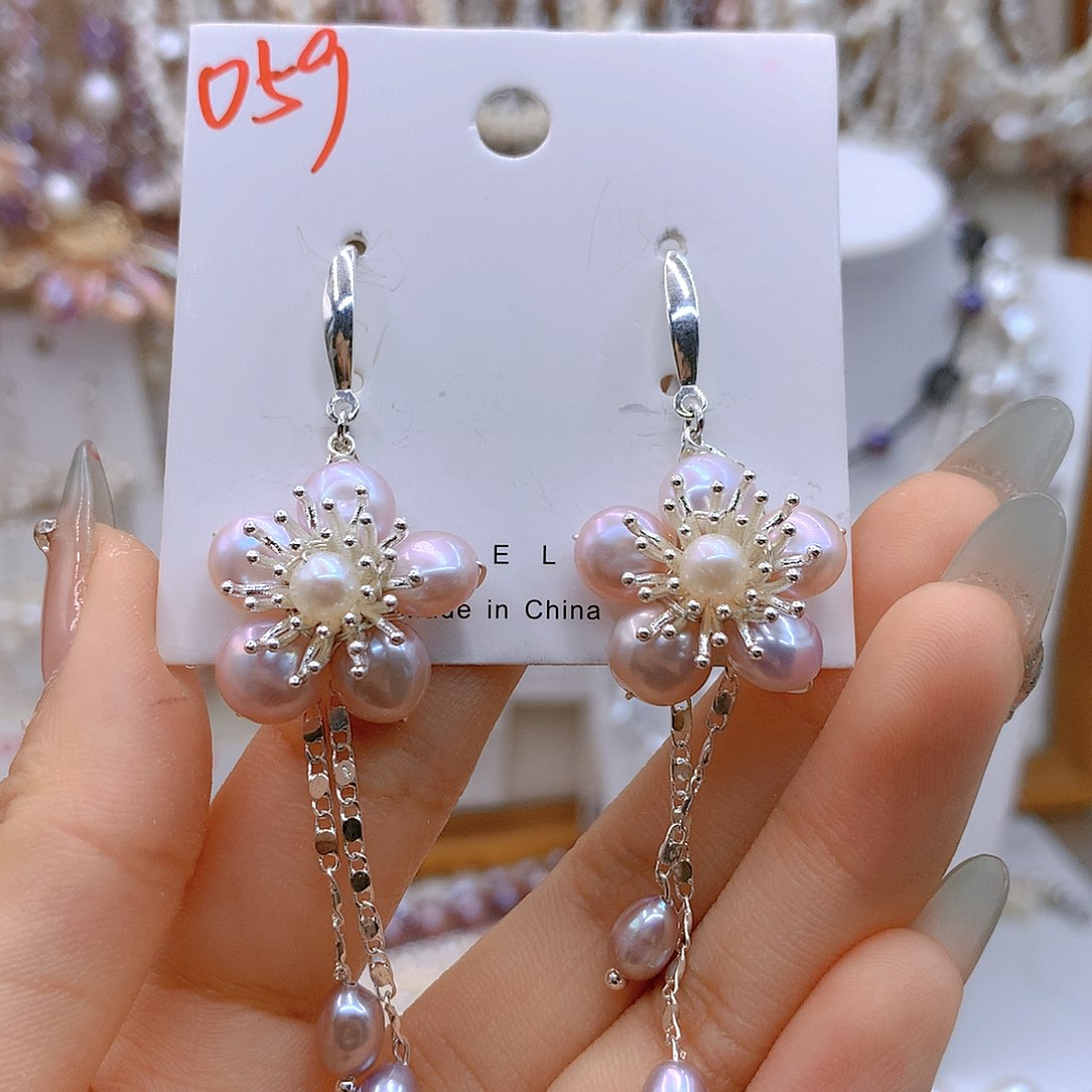 银S925镶嵌淡水珍珠耳坠