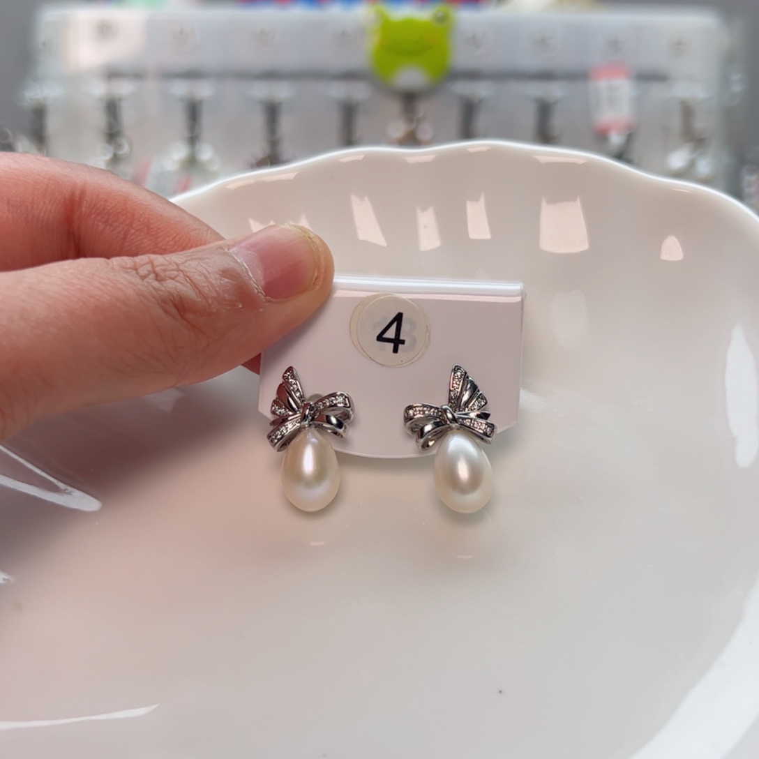 淡水珍珠耳饰银S925镶嵌