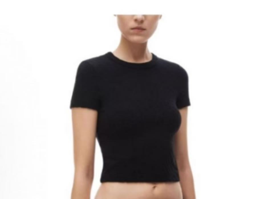 99新 ALEXANDER WANG 娜娜活动  提花字母短袖 黑色