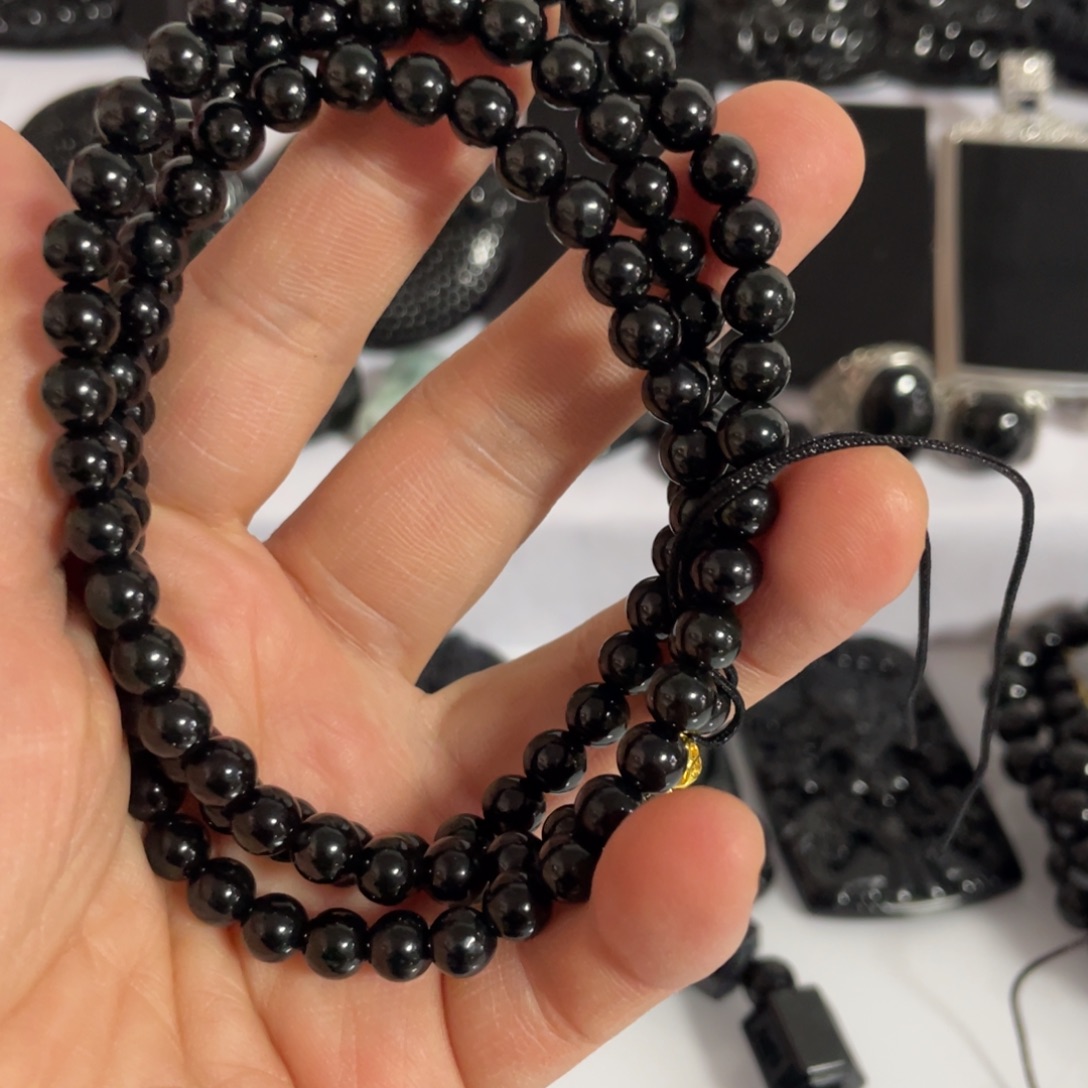 翡翠未镶嵌手链天然翡翠墨翠卡6项链