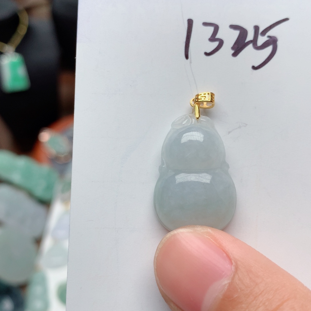 翡翠颈饰银S925镀金镶嵌吊坠