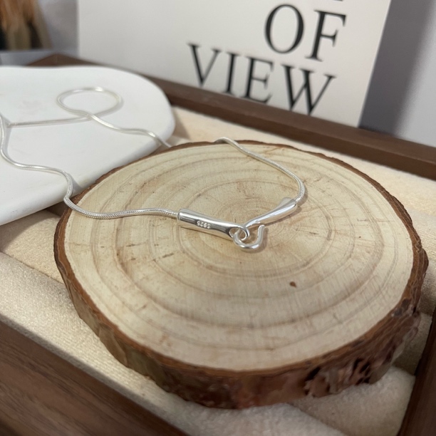 链子925银 S925银「鱼钩蛇骨」简约时尚链长约45cm项链冷淡重工轻奢