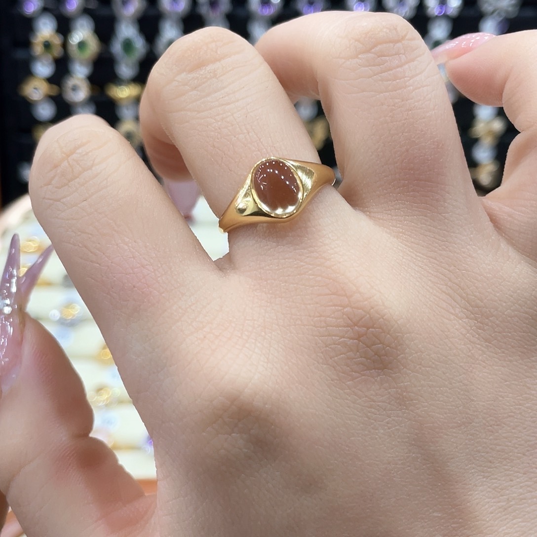 黄晶戒指银S925镶嵌戒指