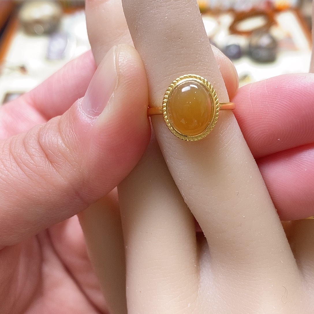 和田玉戒指银S925镶嵌