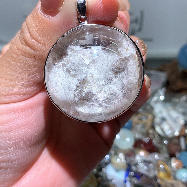 水晶吊坠银S925镶嵌水晶薇****y