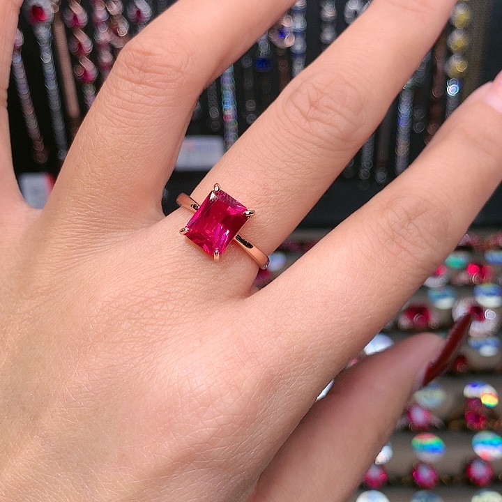 红宝石戒指银S925镶嵌79