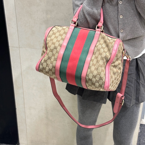 95新 GUCCI/古驰 老花波士顿手提斜挎包