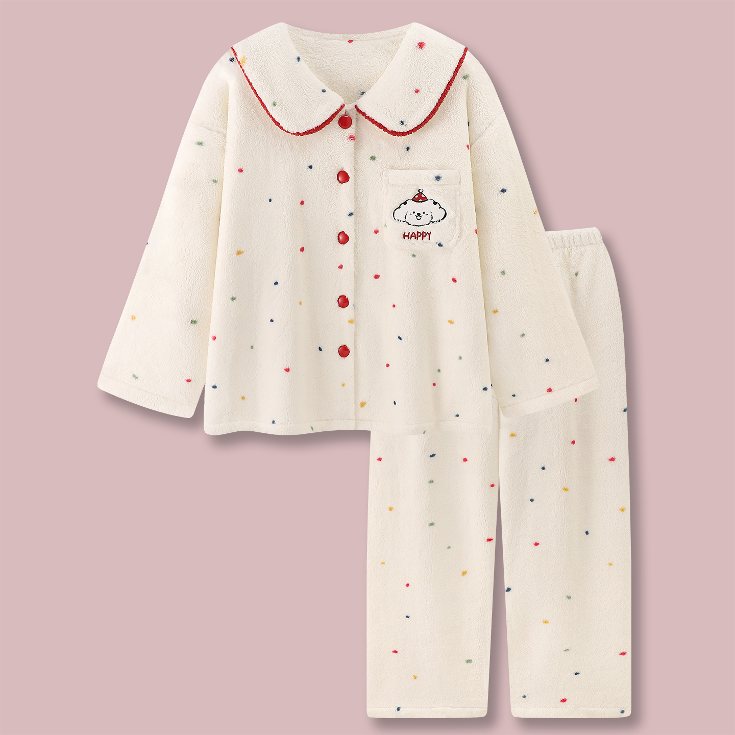 『星萌小狗』甜美珊瑚绒睡衣女款冬款加绒加厚宽松家居服冬天套装