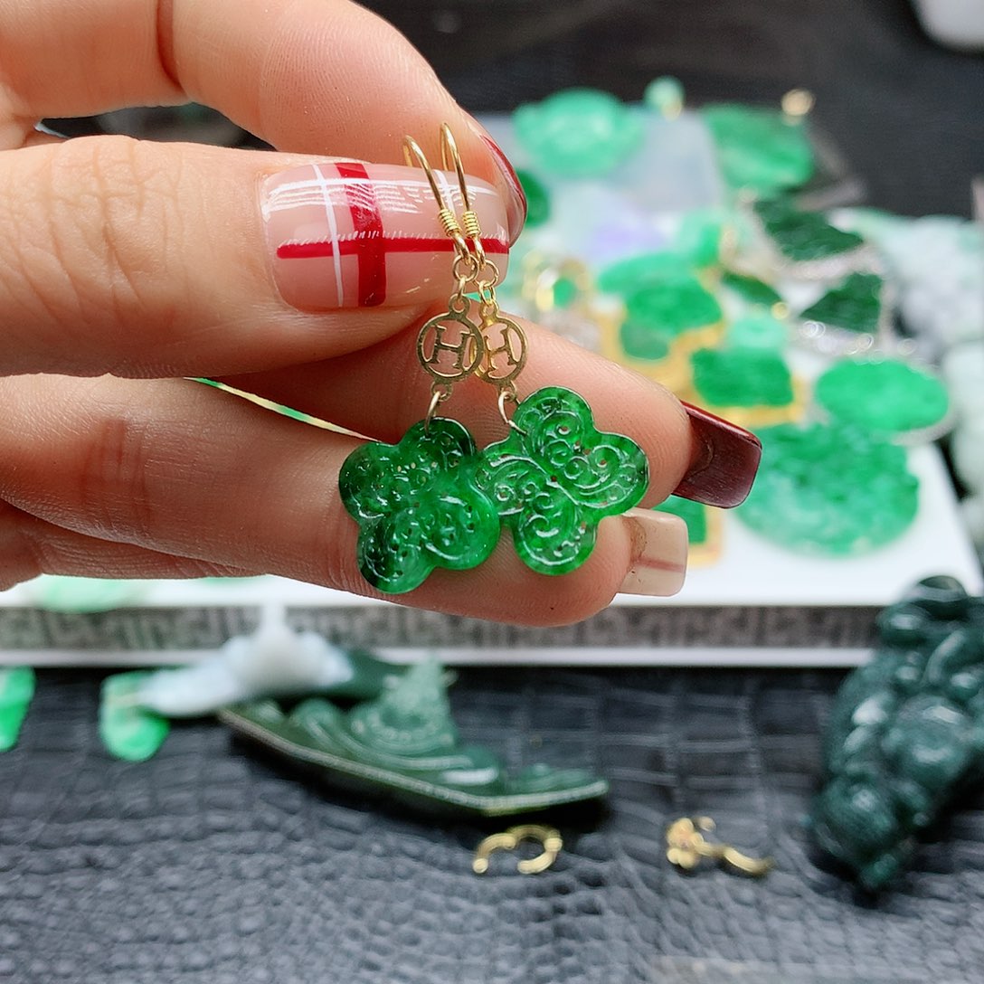 【闪购商品】翡翠耳饰银S925镶嵌，