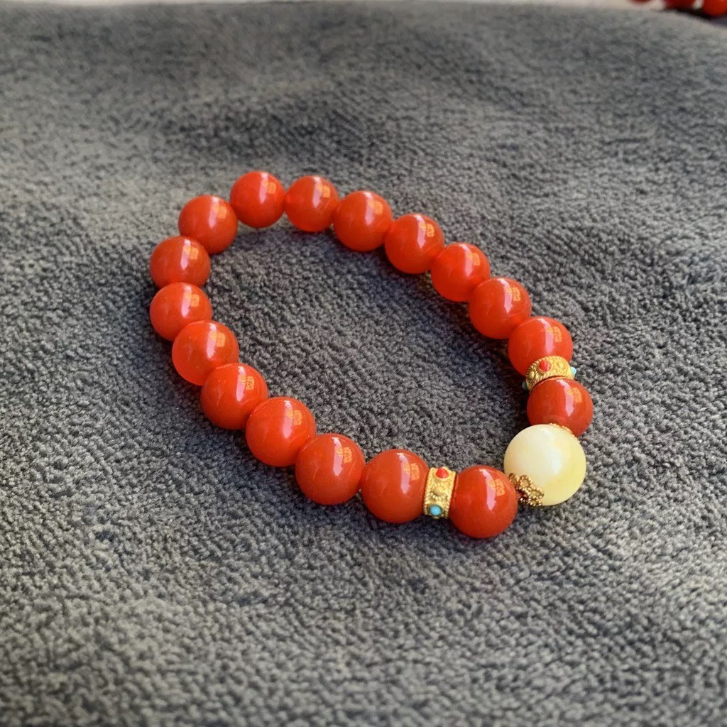 天然云南保山锦红玛瑙手串南红玛瑙卡1.0