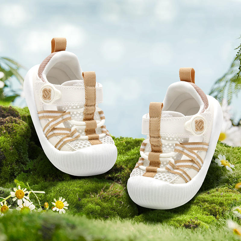 婴儿童防滑学步鞋春游男女宝宝2025夏魔术贴软底小幼凉鞋透气网面