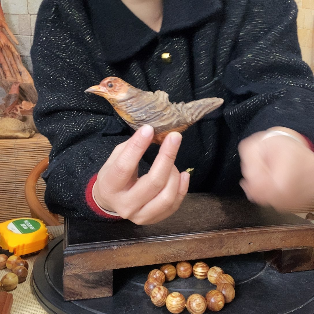 香榧木琥珀木把喜鸟