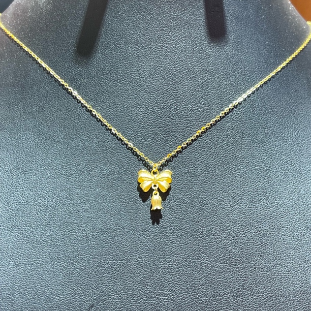 足金项链 45厘米 蝴蝶结铃铛套链  M扣 XL0007