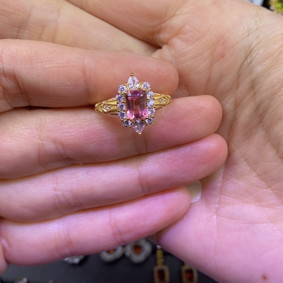 碧玺戒指银S925镶嵌戒指