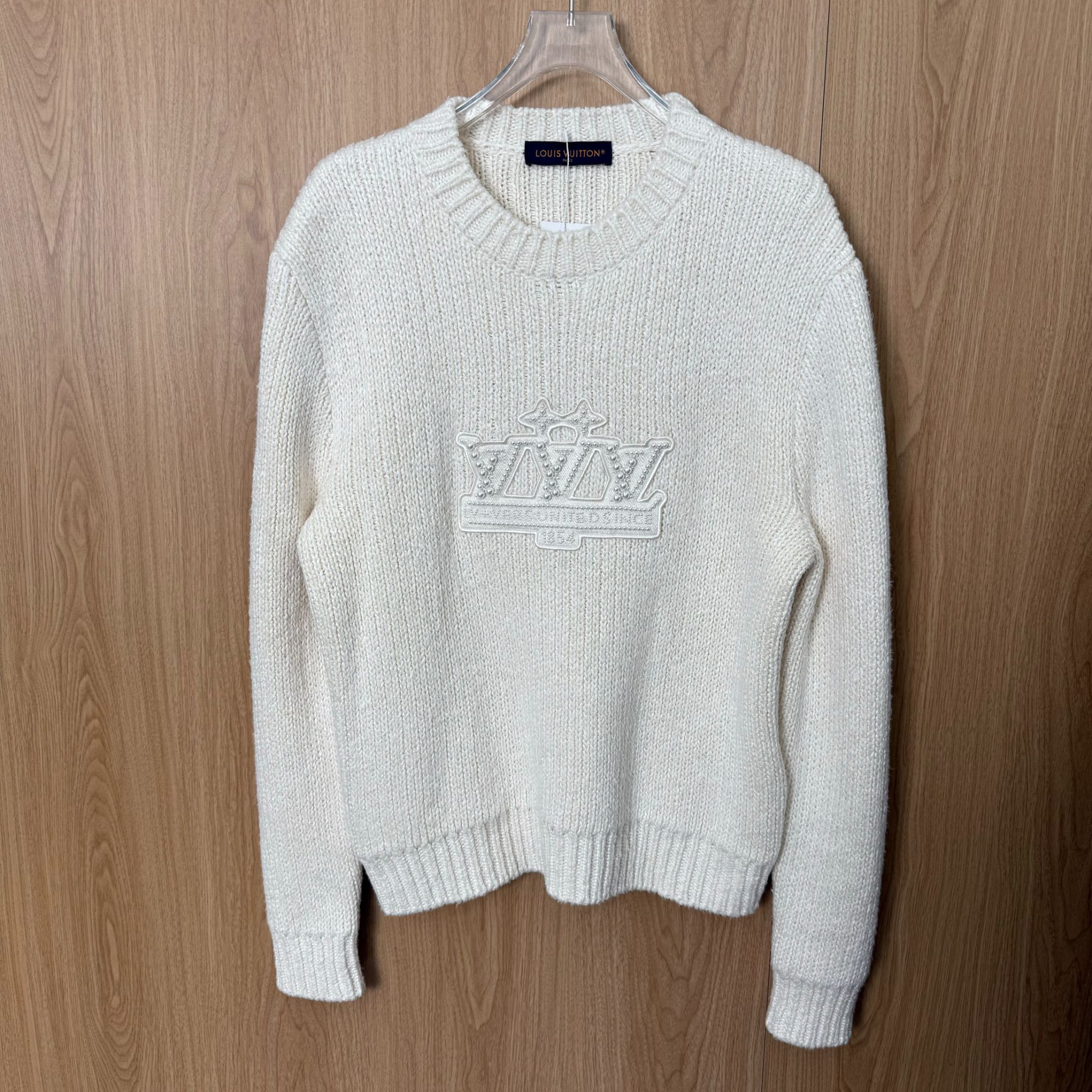 未使用 LouisVuitton/路易威登 珍珠刺绣logo桑蚕丝毛衣XL码