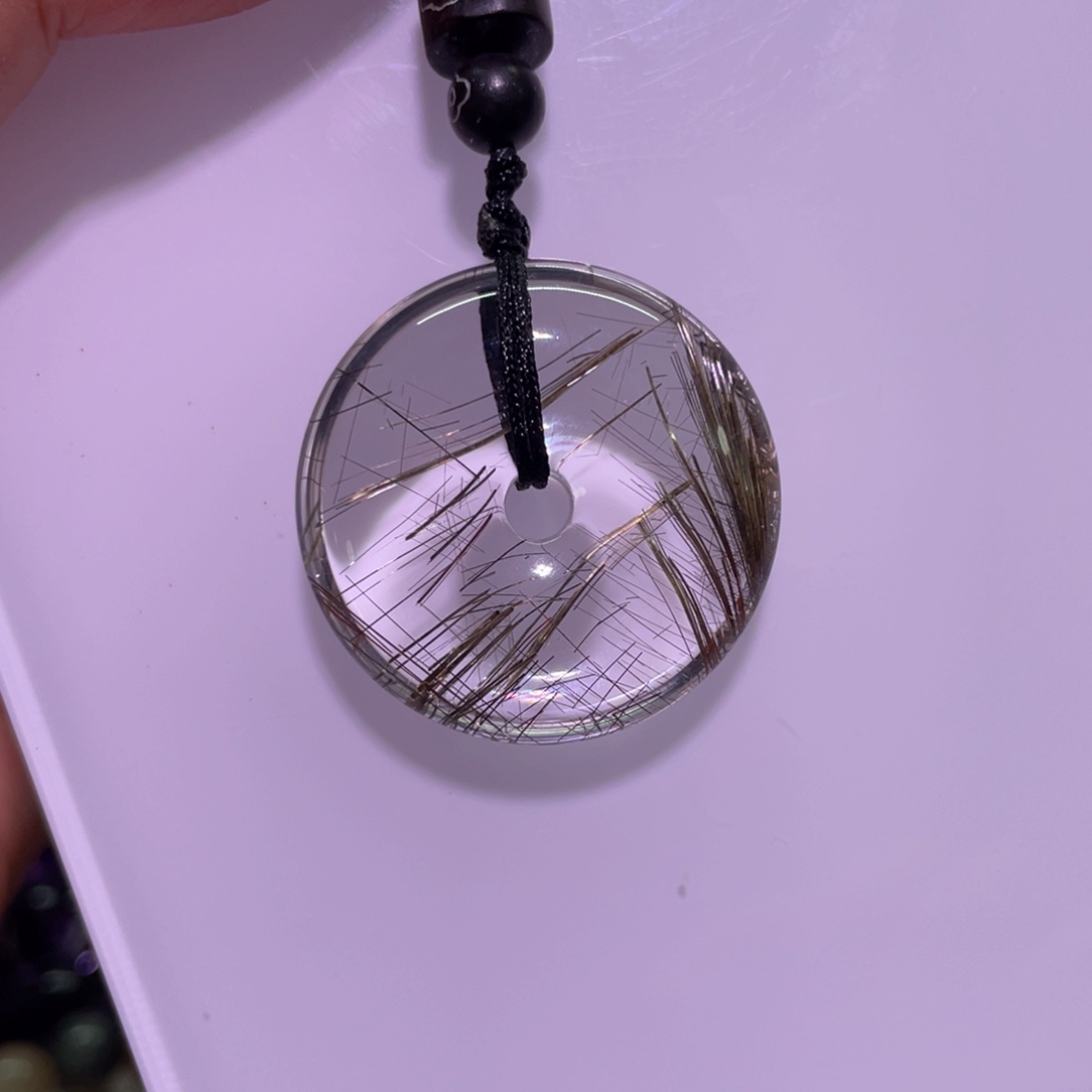 水晶颈饰未镶嵌银发晶平安扣