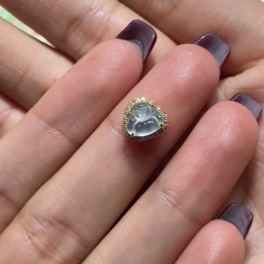 翡翠吊坠(不含链)18K金镶嵌大****子