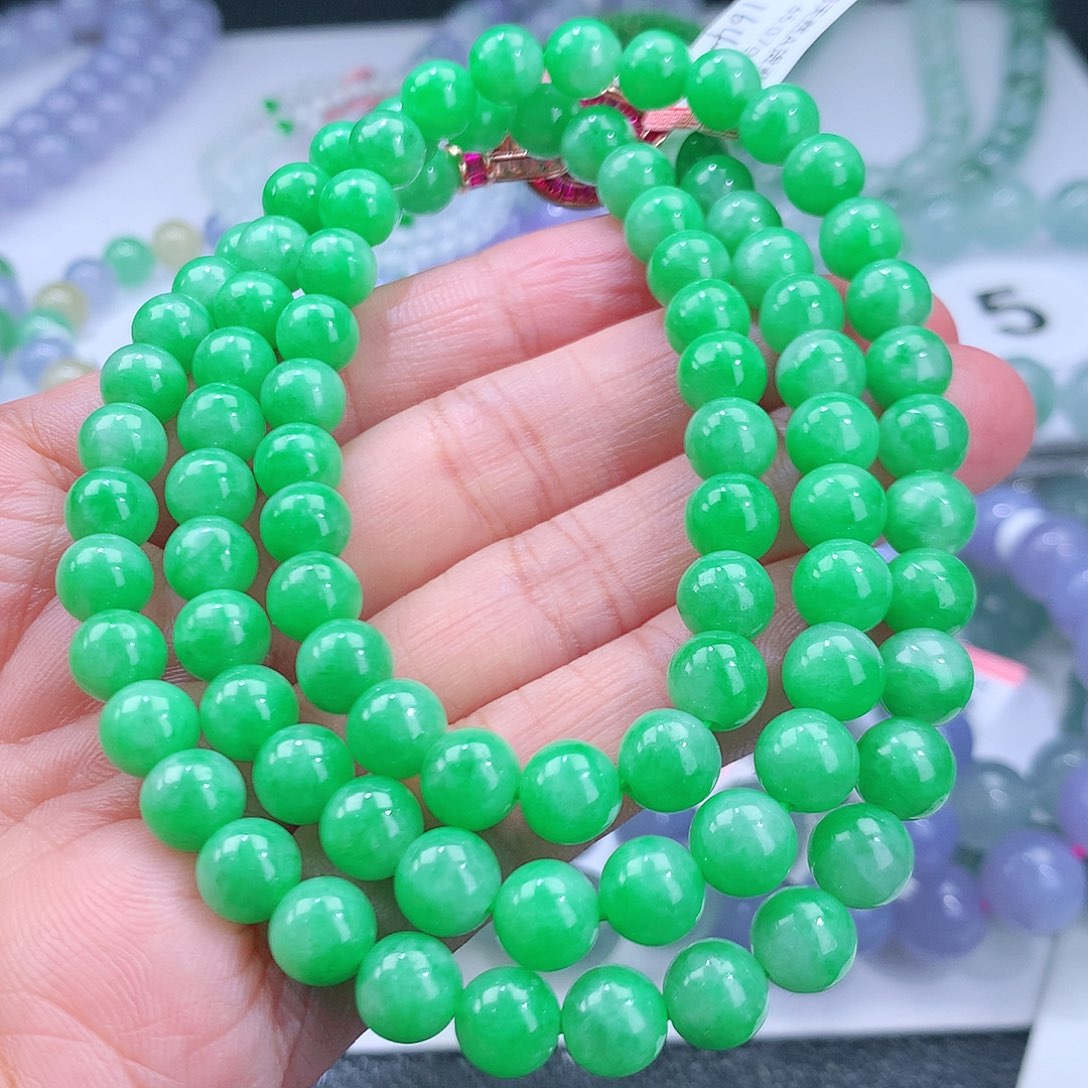 翡翠手串未镶嵌卡7.4mm