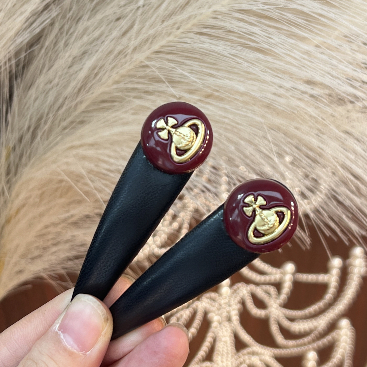 【黑皮土星拜拜夹】高货发夹百搭休闲边夹小软皮
