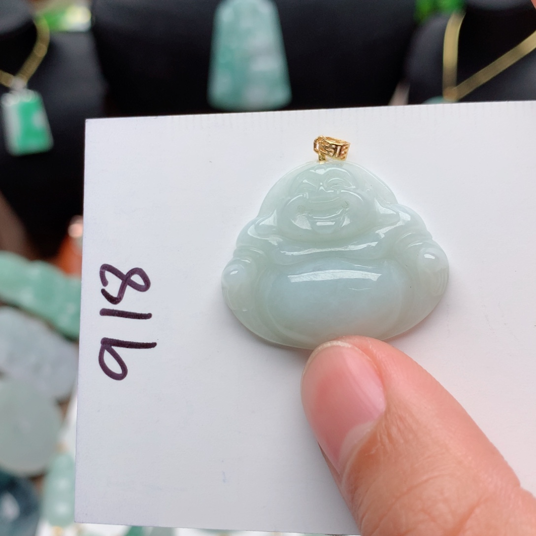 翡翠颈饰银S925镀金镶嵌吊坠